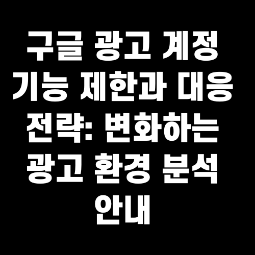 구글 광고 계정 기능 제한과 대응 전략: 변화하는 광고 환경 분석 안내